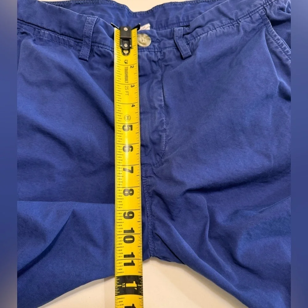 Johnnie O Shorts Mens Size 34X10 Blue Chino Golf 100% Cotton Flat Front Classic